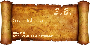 Sier Béla névjegykártya